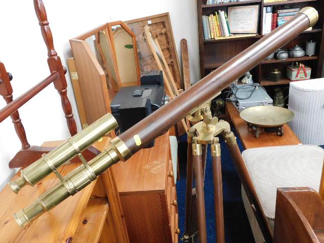A brass telescope & tripod