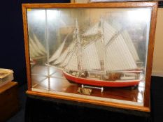 A mahogany cased model sail ship Lilla-Dan 1950 ma