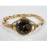 A ladies Liema 9ct gold wristwatch & strap 15.7g