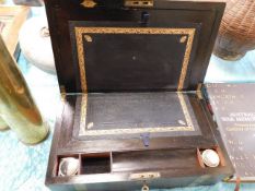 A Victorian brass bound writing slope