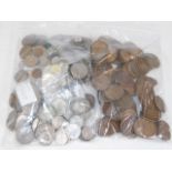 A quantity of mixed white metal & brass coinage