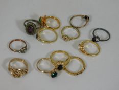 A quantity of costume jewellery rings including a