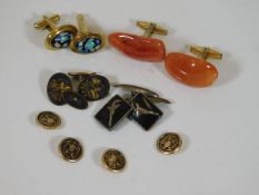 A pair of Japanese cufflinks & other items