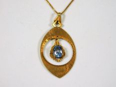 A 9ct gold necklace & pendant with blue stone 4.1g