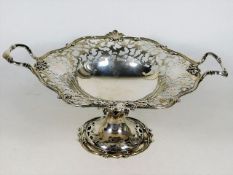 A two handled silver tazza with open work to bowl