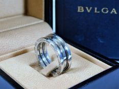 An 18ct gold Bvlgari B-Zero ring with inner & oute