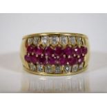 A 9ct gold ring set with diamond & ruby approx. si