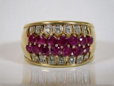 A 9ct gold ring set with diamond & ruby approx. si