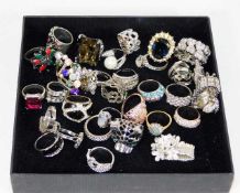 A quantity of decorated costume jewellery rings