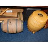 A glazed ceramic barrel seat & one other