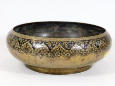 An early 20thC. Indian brass bowl 10in diameter