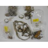 A quantity of mixed silver & white metal items