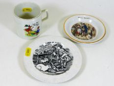An ABC nursery plate, a nursery cup & a small dish