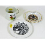 An ABC nursery plate, a nursery cup & a small dish