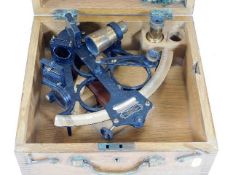 A Hezzanith WW2 brass sextant with box