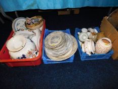 Three trays of sundry china & other items