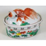A Chinese porcelain shubunkin tureen & cover