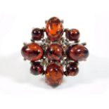 A sterling silver ring set with amber O/M 6.7g