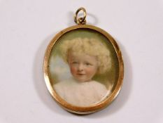 A 19thC. yellow metal (tests as gold) pendant with