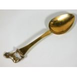 A Dutch silver gilt spoon with shire horse style f