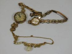 Two ladies watches both a/f with 9ct cases twinned