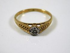 A 9ct gold ring with illusion set diamond size N 1