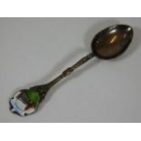 A hallmarked silver spoon with enamelled top Dunbl