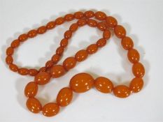 A Victorian natural amber bead necklace approx. 62g