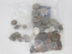 A bagged quantity of mixed coinage
