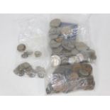 A bagged quantity of mixed coinage