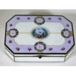 A continental silver gilt enamelled trinket box wi