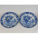 A pair of antique blue & white porcelain plates 10