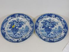 A pair of antique blue & white porcelain plates 10