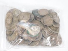 A bagged quantity of pre-1946 white metal coinage