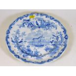 An antique blue & white plate Zooilogical Series J