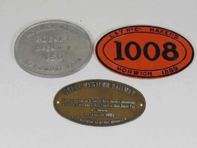 Three decorative modern railway plaques