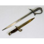 Two sword letter openers, one inscribed Waterloo
