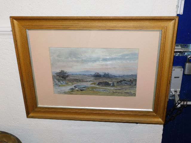 An unsigned 19thC. watercolour of Dartmoor