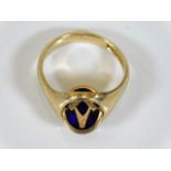 A 9ct gold masonic enamelled swivel top ring size