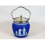 A 19thC. Wedgwood jasperware biscuit barrel with p