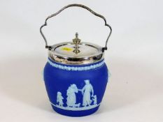 A 19thC. Wedgwood jasperware biscuit barrel with p
