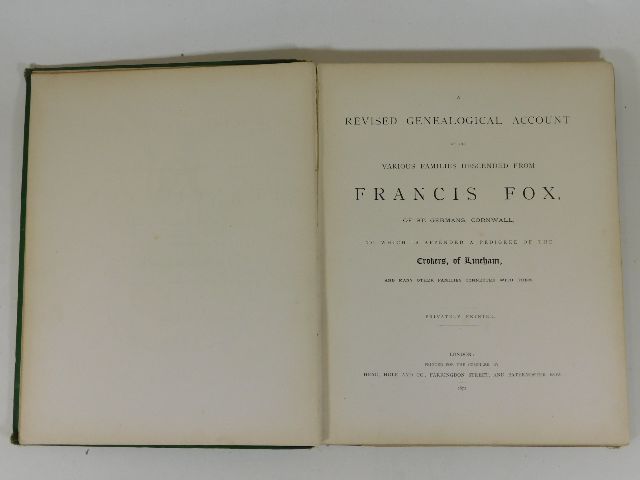 A privately printed book dated 1872 with various f