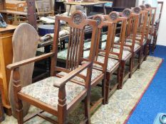 Eight Edwardian dining chairs including two carver