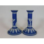 A pair of jasperware candlesticks 6.5in high