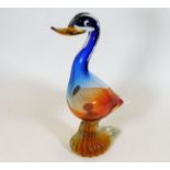 A Murano glass duck 12.5in high