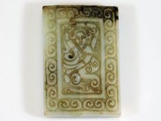A Chinese carved hardstone amulet 3in x 2in. Prove
