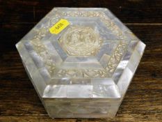 A 20thC. mother of pearl box 5.75in at widest poin