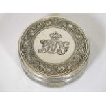 A good quality silver box with engraved decor & in