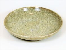 A Chinese crackle glaze dish 11in diameter. Proven