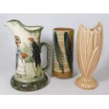 A Doulton series ware jug, a Sylvac vase & a studi